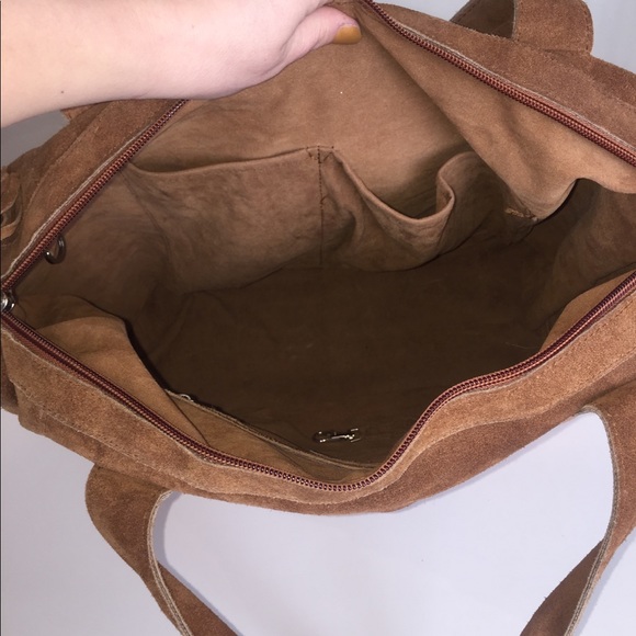 Suede Convertible Carryall with removable Clutch - Picture 7 of 8